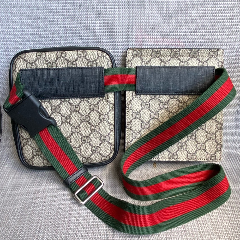 Gucci Black and Cream Belt Bag with Red and Green Strap - Picture 2 of 14